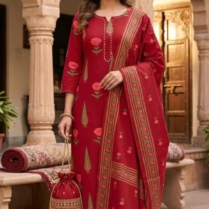 Aakarsh Floral Booti Notch Neck Suit Set
