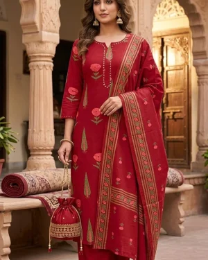 Aakarsh Floral Booti Notch Neck Suit Set
