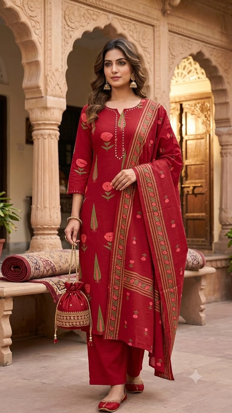 Aakarsh Floral Booti Notch Neck Suit Set