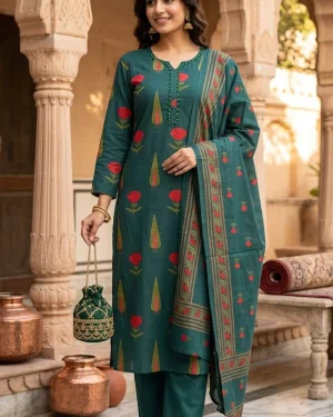 Aakarsh Floral Booti Notch Neck Suit Set