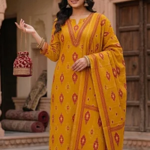 Mehrunissa Diamond Ikat V-Neck Set