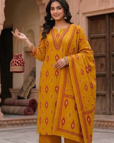 Mehrunissa Diamond Ikat V-Neck Set