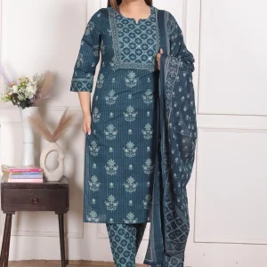 Roohani Geo-Floral Lattice Yoke Suit Set