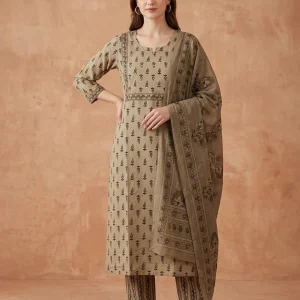Anaya Vintage Floral Notch Yoke Suit Set