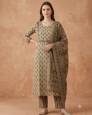 Anaya Vintage Floral Notch Yoke Suit Set