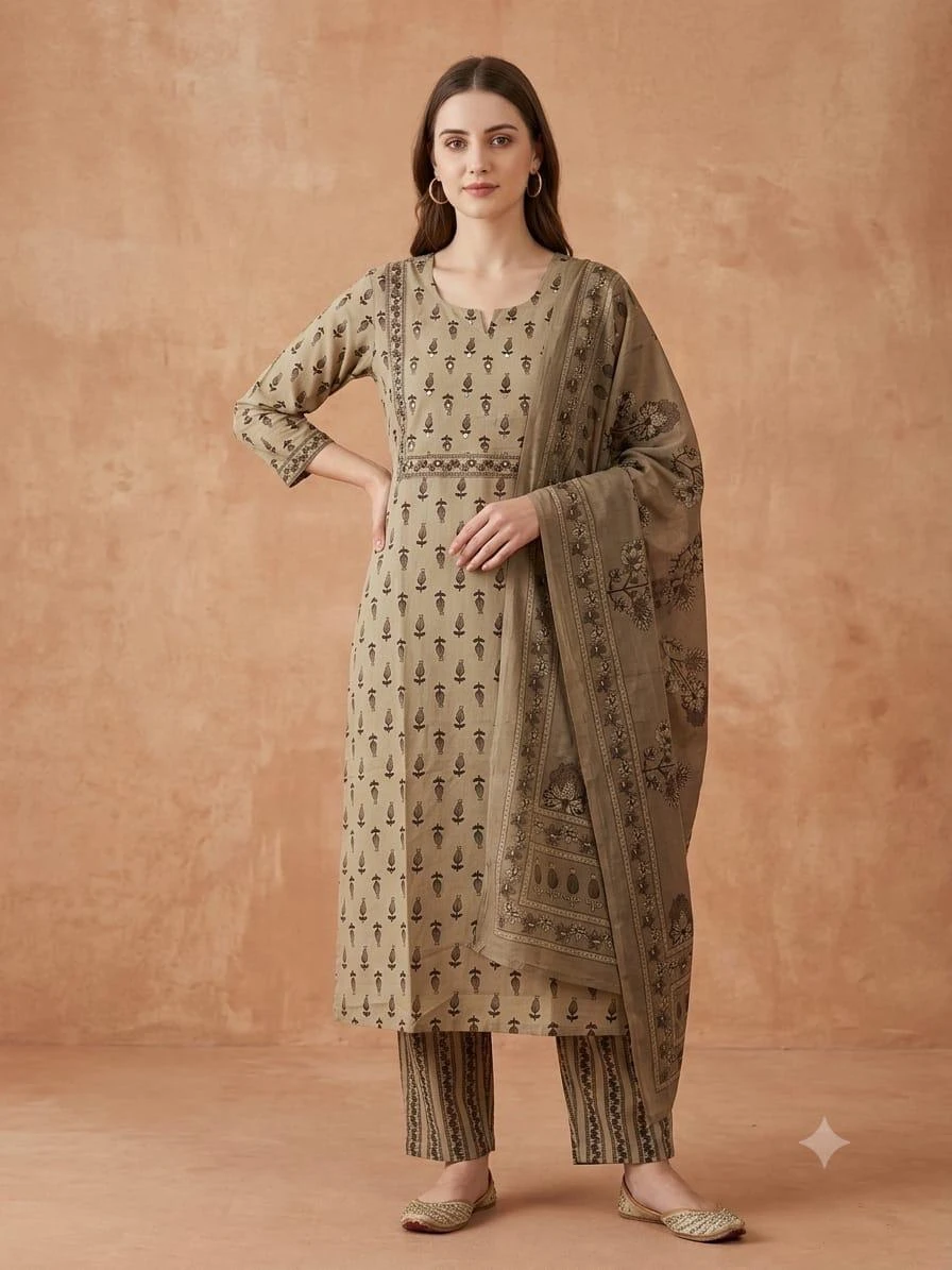Anaya Vintage Floral Notch Yoke Suit Set