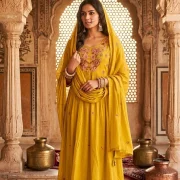 Floral Embroidered Mal Cotton Anarkali Suit Set (With Dupatta)