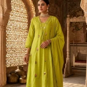 Elegant A-Line Mal Cotton Embroidered Kurti Pant & Dupatta Set (With Pocket)